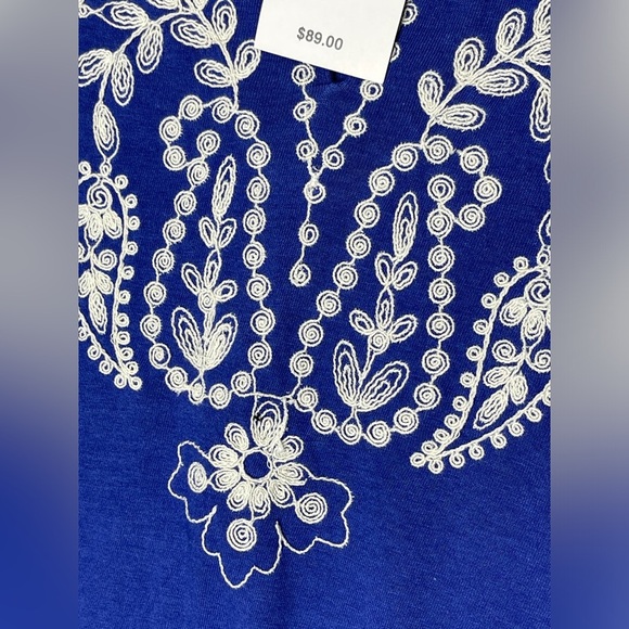 J.Jill Embellished Embroidered Floral Tunic Blouse Navy Blue size 3X - Picture 6 of 9